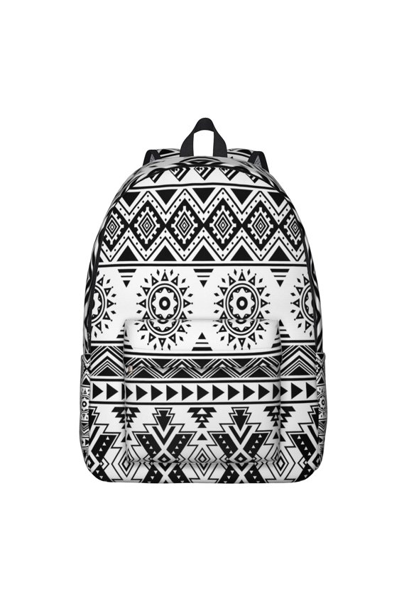 Pastoral Style Boho Chic School Backpack – Vintage Artistic Daypack with Wood Grain and Nordic Folk Accents