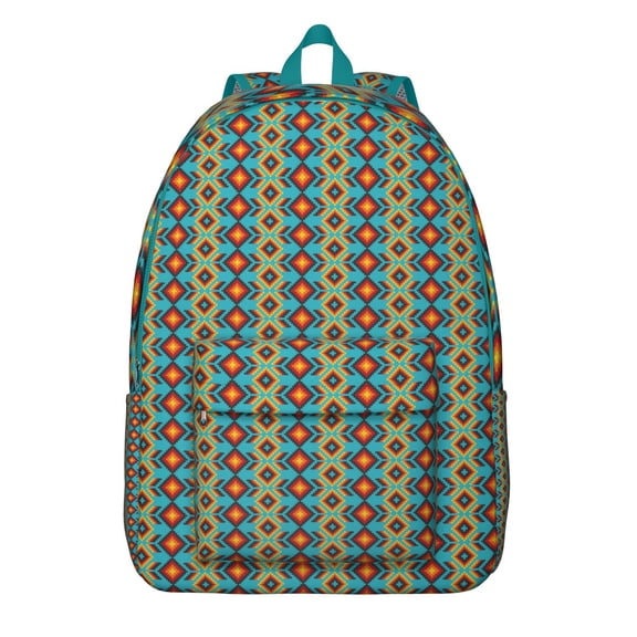 Pastoral Style Canvas Bookbag – Floral Aesthetic School Backpack with Earthy Abstraction and Boho Tribal Design for Women