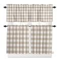 thumbnail image 1 of Pastoral Style Kitchen Curtains Valance and Tier Set 3 Pieces,Khaki Lattice Small Window Curtains Set, 24 Inches Length Rod Pocket Short Window Treatment Tiers For Bathroom Cafe, 1 of 7