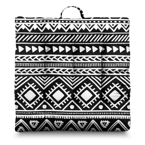 Pastoral Style Meditation Cushion 22 Inch Large Rustic Pillow, Tribal Design, Soft Velvet for Back Pain Relief