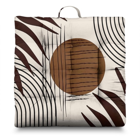 Pastoral Style Meditation Cushion 22 Inch Large Rustic Pillow, Tribal Design, Soft Velvet for Back Pain Relief