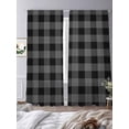 thumbnail image 1 of Pastoral Style Sheer Curtains 84 inches Long 2 Panels Set Black Grey Lattice Tiers Sheers Rod Pocket Small Window Short Curtains for Kitchen Cafe, Each 52" W x 84" L, 1 of 7