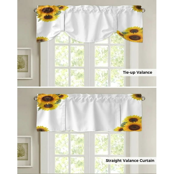 Pastoral Style Sunflower Yellow Lattice Curtain Rod Pocket Short Curtains Home Decor Partition Cabinet Door Window Curtains