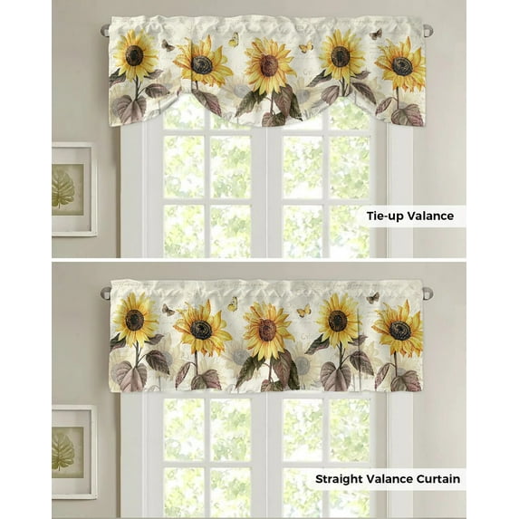 Pastoral Style Sunflower Yellow Lattice Curtain Rod Pocket Short Curtains Home Decor Partition Cabinet Door Window Curtains