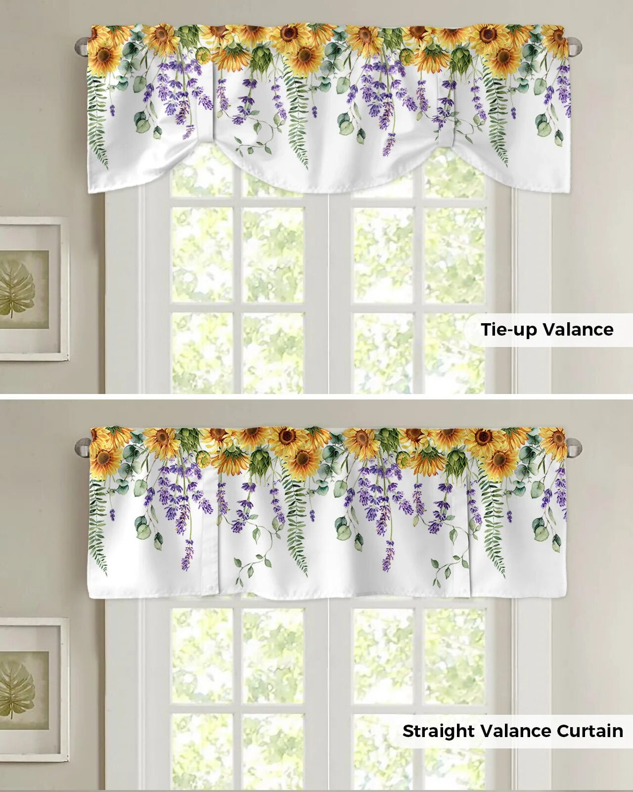 Pastoral Style Sunflower Yellow Lattice Curtain Rod Pocket Short