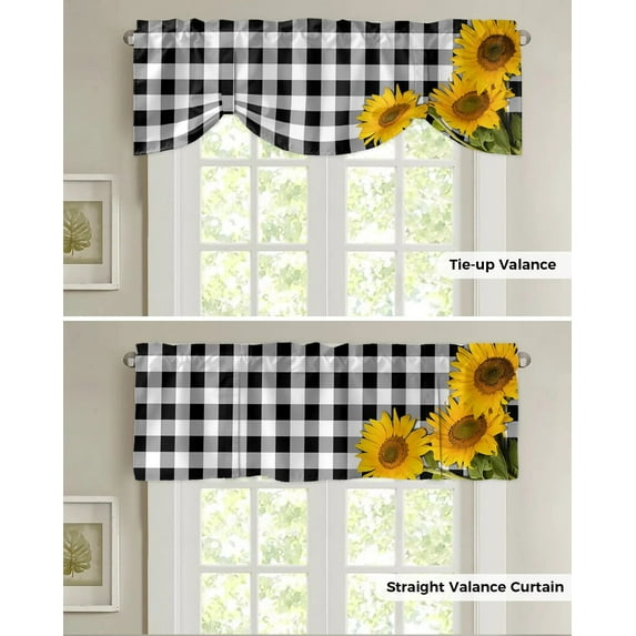 Pastoral Style Sunflower Yellow Lattice Curtain Rod Pocket Short Curtains Home Decor Partition Cabinet Door Window Curtains