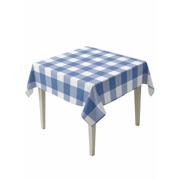 Pastoral Style Table Cloth 54x54 Inch Square, Blue Lattice Waterproof Tablecloth Washable Table Cover for Party Picnic Dinner Decor