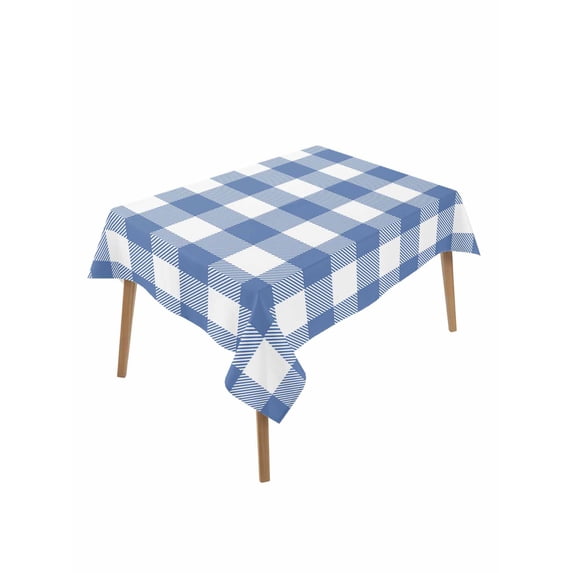 Pastoral Style Table Cloth 60x84 Inch Rectangle, Blue Lattice Waterproof Tablecloth Washable Table Cover for Party Picnic Dinner Decor