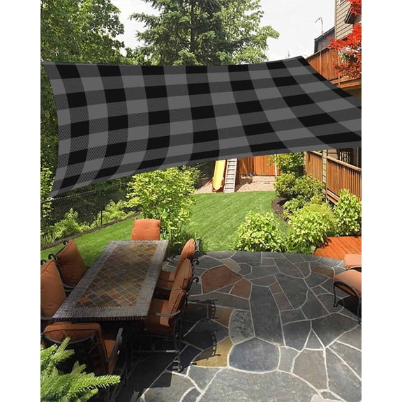 Pastoral Style Waterproof Sun Shade Sail Black Grey Lattice Outdoor Patio Sun Shades Canopy UV Block Waterproof Sunshade for Garden Backyard Deck Pergola 6.5x10 Ft
