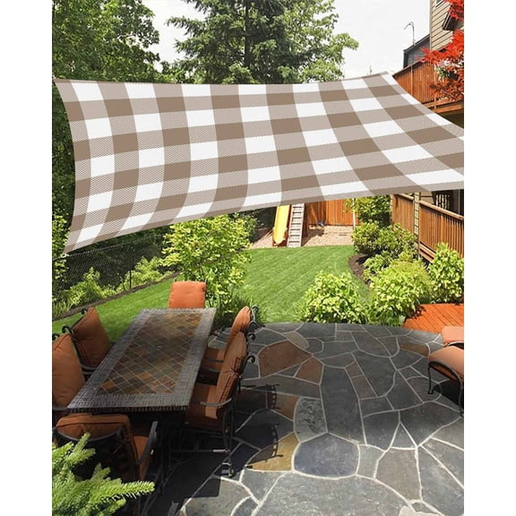 Pastoral Style Waterproof Sun Shade Sail Light Brown Lattice Outdoor Patio Sun Shades Canopy UV Block Waterproof Sunshade for Garden Backyard Deck Pergola 6.5x10 Ft