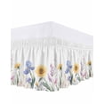 thumbnail image 1 of Pastoral Sunflower Bed Skirt Queen Size 18" Drop Farmhouse Floral Plants Leaf Ruffled Wrap Around Bed Skirts Adjustable Elastic Bedskirt Dust Ruffle for Queen Size Bed, 1 of 7