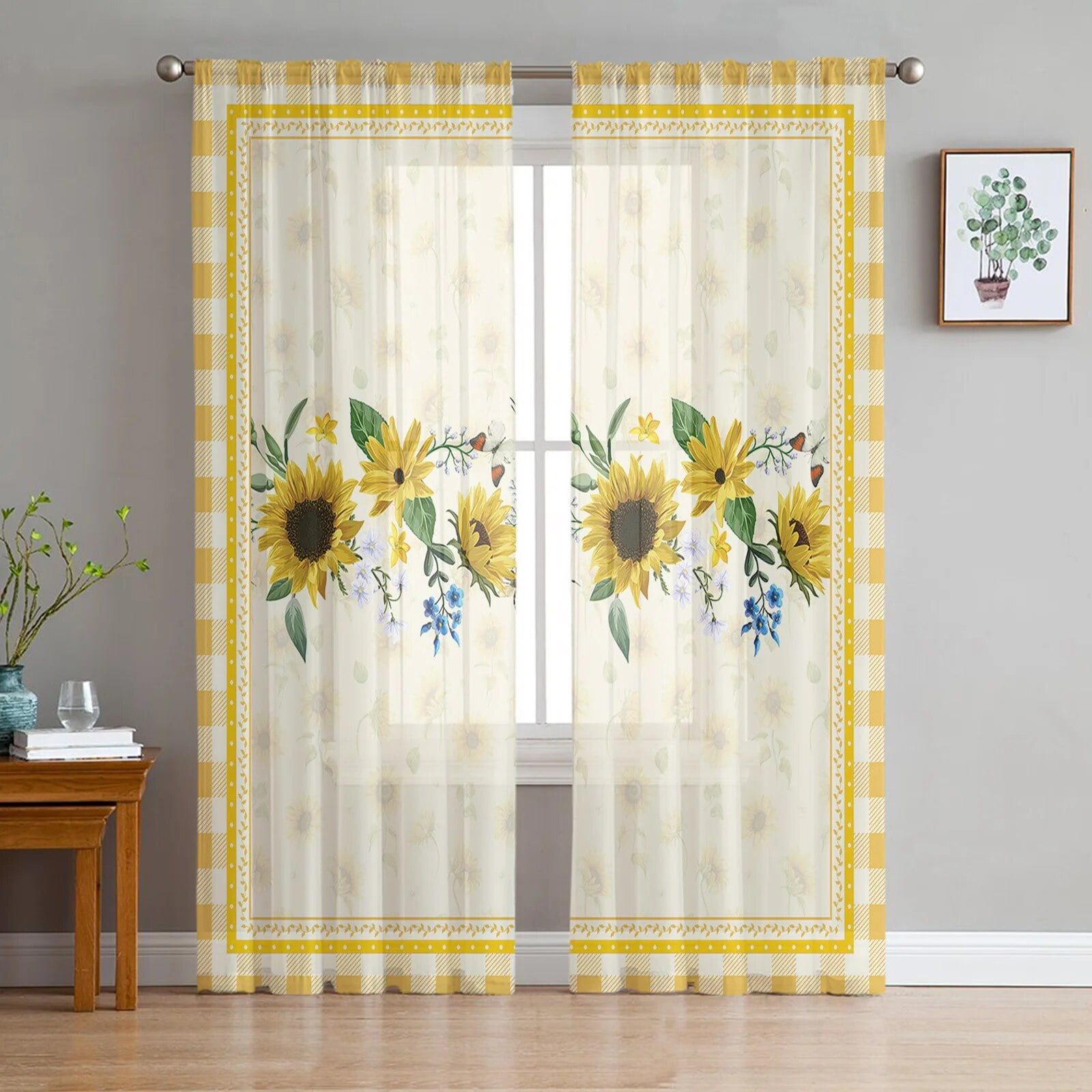 Sheer Sunflower Curtains - wnu39bk