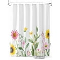 thumbnail image 1 of Pastoral Sunflower Shower Curtain, Farmhouse Flowers Leaves Plants Waterproof Shower Curtain Set with 12 Hooks Lightweight Washable Fabric Shower Curtains for Bathroom 72x78 Inches, 1 of 6