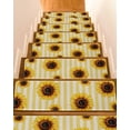 thumbnail image 1 of Pastoral Sunflower Stair Treads Non Slip for Steps White Yellow Striped Vintage Linen 10 Pcs Reusable Adhesive Stair Runner Mats for Dogs Elders Carpet Treads Rugs for Staircase 8x30 In, 1 of 7