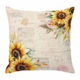 thumbnail image 1 of Pastoral Sunflower Throw Pillow Cover Plant Country Vintage Letter Background Cotton Linen Cushion Cover Throw Pillow Case with Invisible Zipper for Couch Sofa Bed Chair Car 16x16 Inch, 1 of 9
