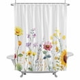 thumbnail image 1 of Pastoral Sunflowers Shower Curtain for Bathroom, Floral Plants Leaves Farmhouse Waterproof Cloth Fabric Bathroom Accessories Set with 12 Rust Proof Plastic Hooks, 66"x72", 1 of 9