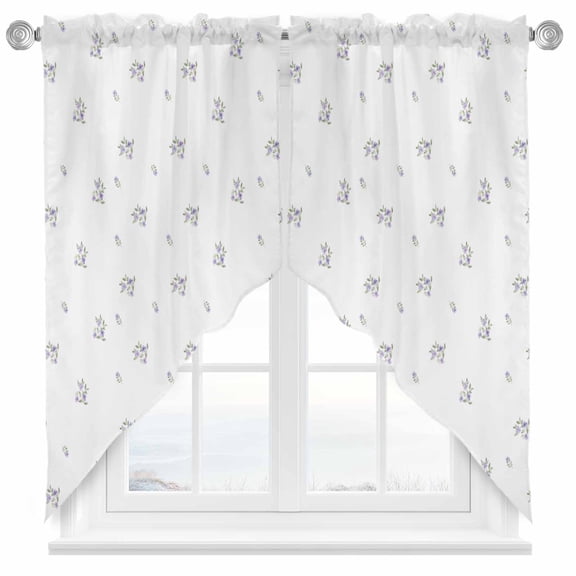 Pastoral Swag Kitchen Curtain Valances, Watercolor Flowers Rod Pocket Curtains Window Treatment Decor Valances for Bedroom Bathroom, 2 Panels 28 x 36 Inch
