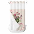 thumbnail image 1 of Pastoral Tulips No Hooks Shower Curtain with Snap-in Liner Bouquet of Flowers Pink Ribbon Retro Linen Shower Curtains for Bathroom, Waterproof, Easy Install, Washable 36"x78", 1 of 9