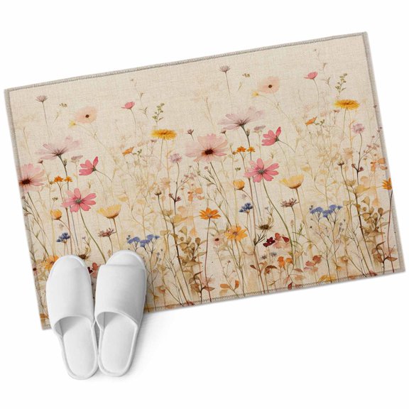 Pastoral Vintage Botanical Large Area Rugs for Bedroom Living Room, Soft Non Slip Carpet Bedside Rug, Spring Summer Floral Rectangular Floor Cover Kitchen Accent Rug 2'x3' for Dining Room/Office