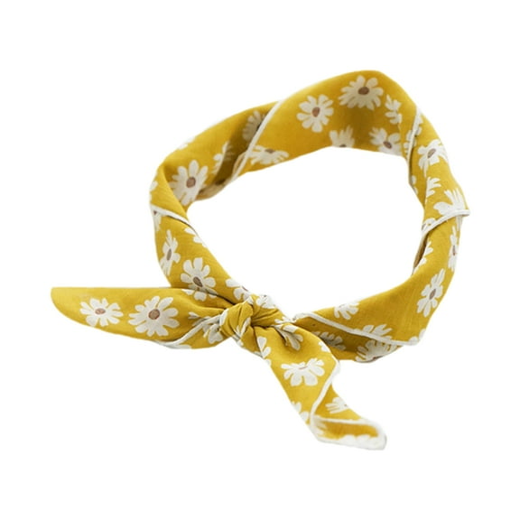 Pastoral Women Cotton Square Scarf Sweet Daisy Floral Bandana Neckerchief Wrap
