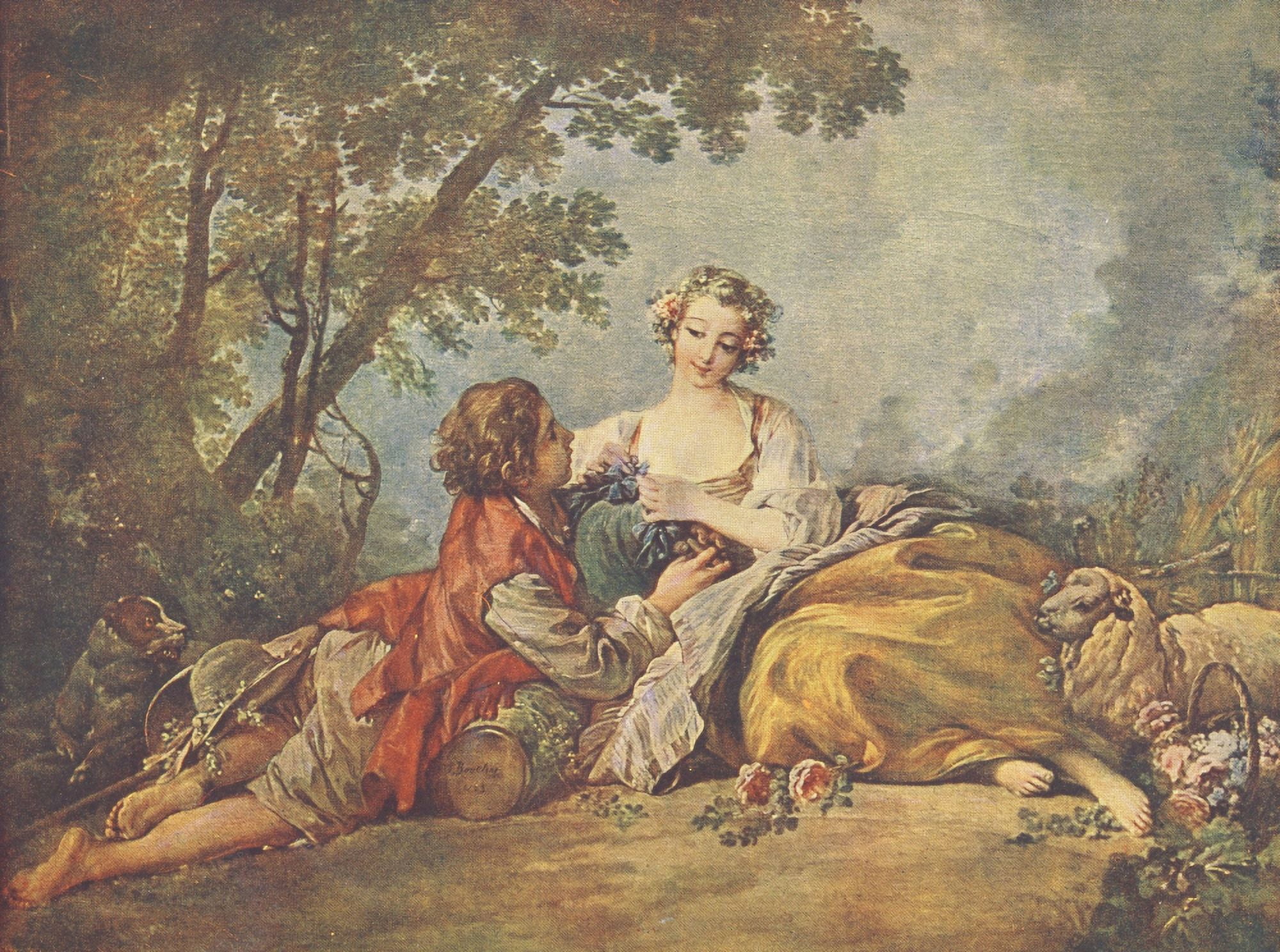 Pastoral subject The Worlds Great Pictures 1909 Canvas Art - FranÔø?ois Boucher (24 x 36)