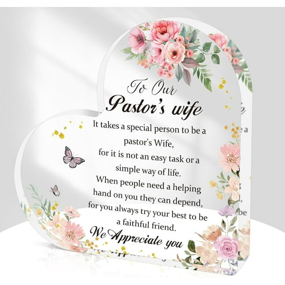 Pastors Wife Appreciation Gifts - Thank You Gift for Pastor Wife Acrylic Floral Sign Desk Plaque Pastor's Day Christmas Thanksgiving Birthday Gifts for Women Her Preacher's Wife Christian