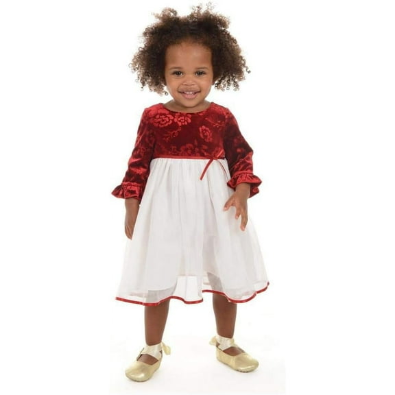 Pastourelle by Pippa & Julie Baby Girls Velvet Bodice Holiday Dress, Red, 18M