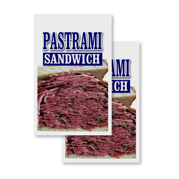 Pastrami Sandwich (2-PACK) 24" x 36" Vinyl Decals | Sign Insert Peel & Stick Decals Stickers Window Signs