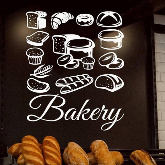 Pastries Wall Stickers Bakery Bread Pastry Wall Decals Cakes Biscuits Food Wall Decal Window Sticker Store Logo Art Mural 103X84cm