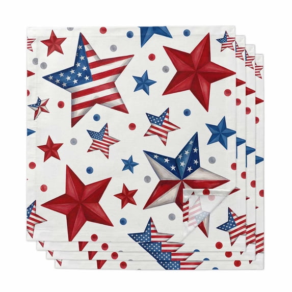 Pastriotic USA Flag Cloth Napkins, 4th of July Ameircan Red Blue Striped Washable and Reusable Dinner Napkins Set of 4, Table Napkin for Kitchen Party Birthday Wedding Hotel Housewarming 20"x20"