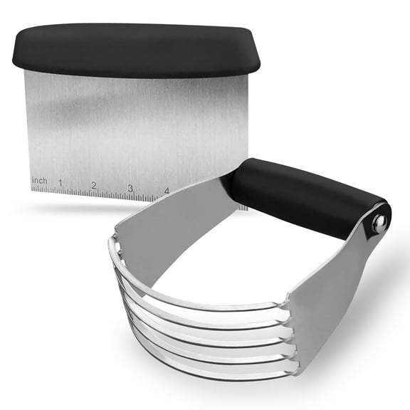 Dough Scraper, Stainless Steel Pastry Cutter Tool, Baking Dough Blender Kitchen Tool for Nut, Pie, Pastry and Dough, Black