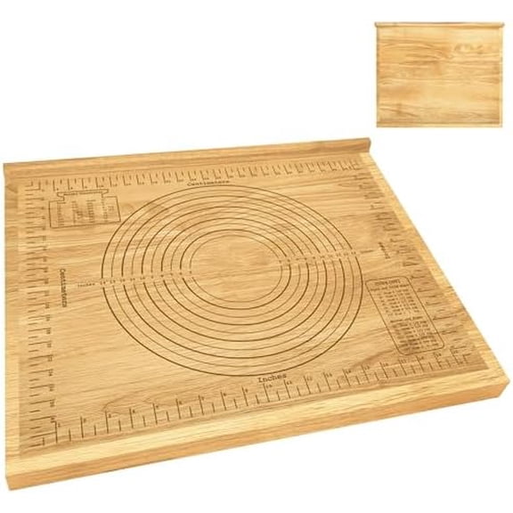 Pastry Board with Measurement 24'' x 20", Wooden Kneading Board, Pastry Board for Rolling Dough, Pastry Baking Board with Counter Lip$$Home Decor, Kitchen, & Other