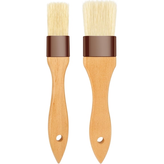 Pastry Brush-Basting Brush for Cooking,2 Pc Boar Bristles Food Brush for BBQ,Beech Wooden Handle Butter Brush for Baking/Spreading Marinade/Sauce/Oil/Egg/Kitchen Brushes for Cooking(1 &1 1/2 inch)