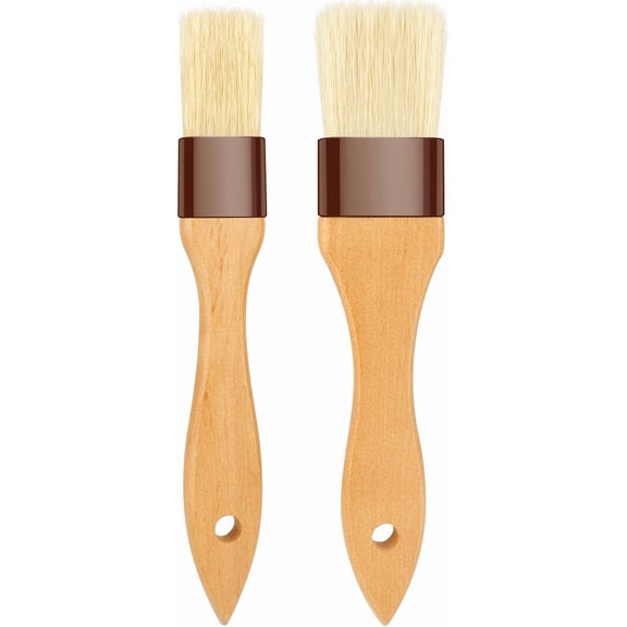 Pastry Brush-Basting Brush for Cooking,2 Pc Boar Bristles Food Brush for BBQ,Beech Wooden Handle Butter Brush for Baking/Spreading Marinade/Sauce/Oil/Egg/Kitchen Brushes for Cooking(1 &1 1/2 inch)