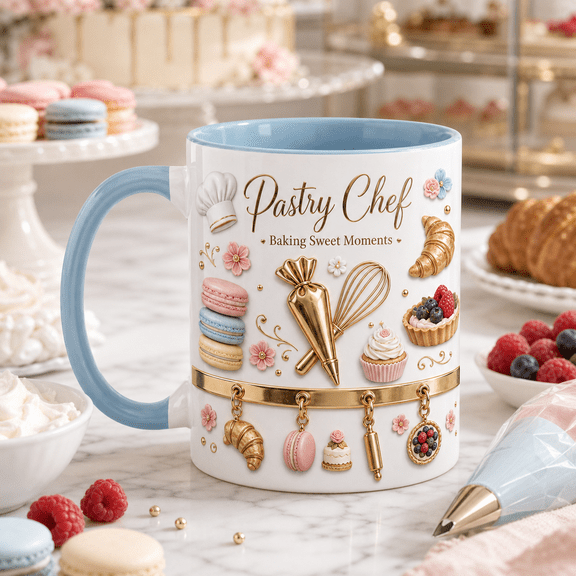 Pastry Chef Mug 3D Effect Baking Sweet Moments Gift for Bakers