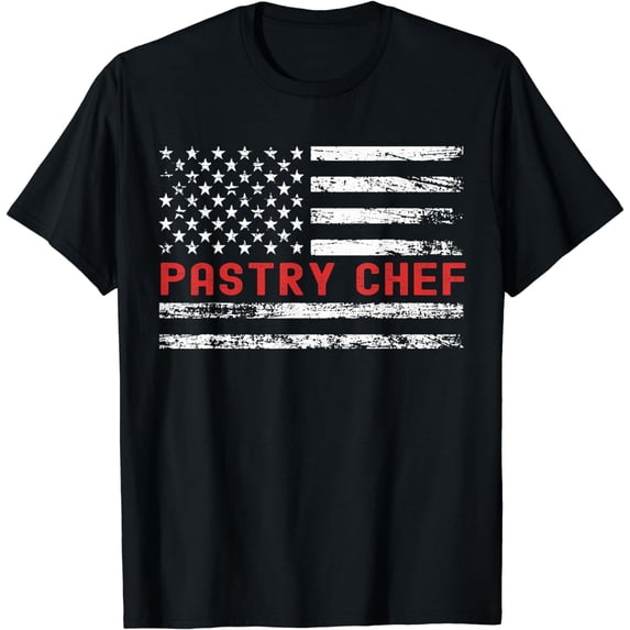 Pastry Chef USA Flag Profession Retro Job Title T-Shirt