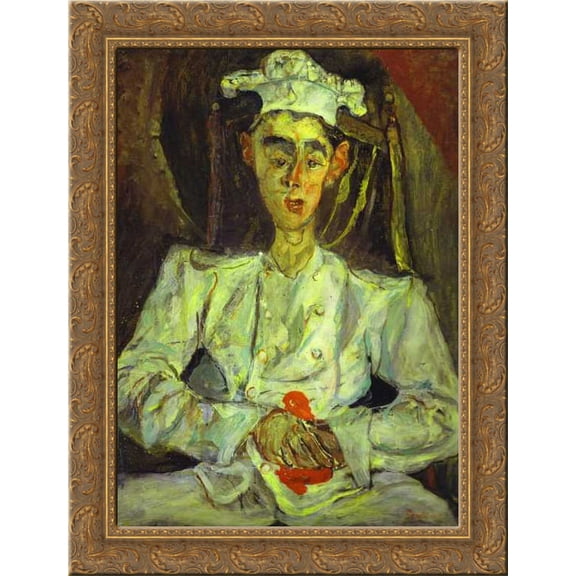 Pastry Cook with Red Handkerchief 24x18 Gold Ornate Wood Framed Canvas Art by Chaim Soutine