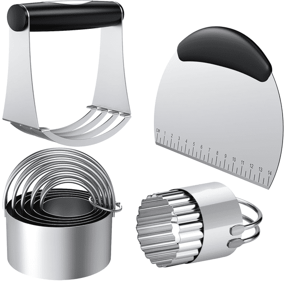 Pastry Cutter, Biscuit Cutter, Dough Scraper, Stainless Steel Pastry Blender Set, Dough Cutter Biscuit Cutter Dough Blender Tools & Pastry Utensils (4 Pcs/Set)