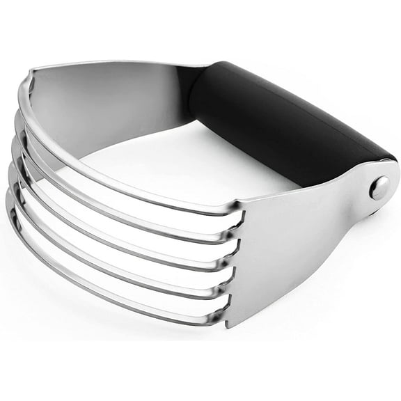 Pastry Cutter For Baking - Stainless Steel Pastry Blender Tool With Comfortable Grip Handle - Heavy Duty Dough Cutters & Dough Blender For Mixing Butter, Flour, and More (Black)