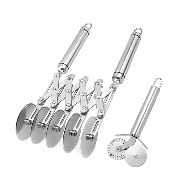 Pastry Cutter Set. 5 Wheel Dough Cutter and Dual Fluted Ravioli Cutter Wheel/Pizza Cutter Wheel! Versatile Brownie Cutter, Pasta Maker, Noodle Cutter, Stainless Steel Pizza Slicer