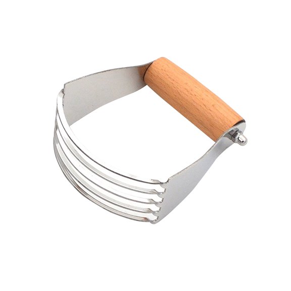 Pastry Cutter Tool, Biscuit Cutter With Handle, Butter Cutter Slicer, Stainless Steel, Wooden Handle, Dough Blending, Home Baking, 4 In Width, Natural Tan Finish, 1 Pc