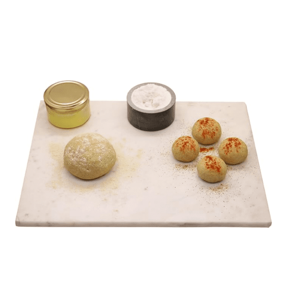 Pastry & Cutting Board 10x14 Inch Natural Stone Slab with Non-Slip Feet for Dough, Cheese, Baking, Serving, Charcuterie, Trivet Easy to Clean Gift Tray.
