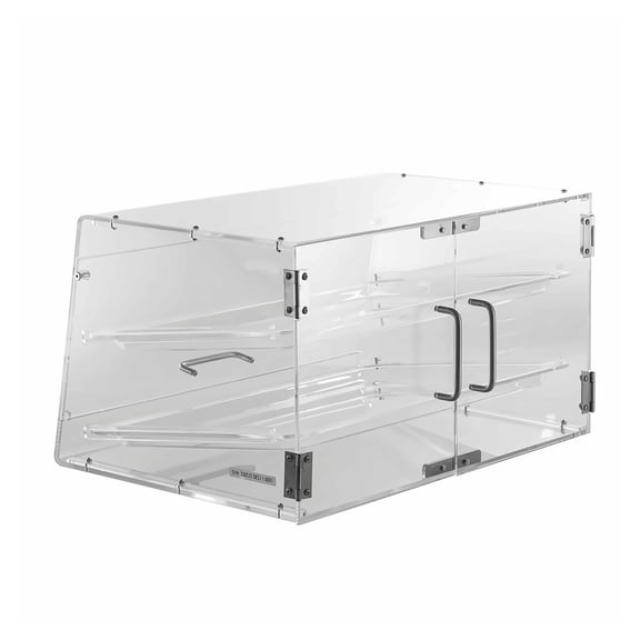 Pastry Display Case 2-Tier - Commercial Bakery Countertop Display, Acrylic Donut Cake Cookie Case w/Rear Door, Removable Shelves, 20.7"x13.2"x11.9"