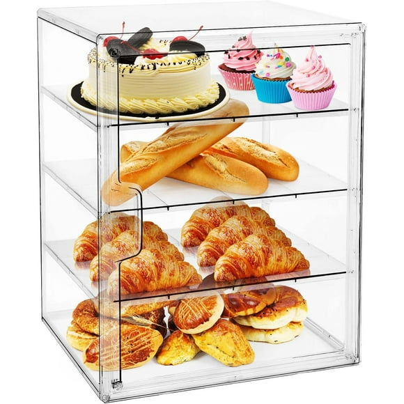 Pastry Display Case,Bread Box for Kitchen Countertop,4-Layer Adjustable BreadBox, Large Capacity Bread Box for Home-baked Breads,Muffins,Bagel Storage Container, Bread Holder