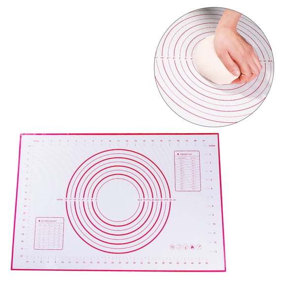 Clispeed Red Silicone Pastry Mat for Baking with Measurements Non Stick Surface for Kneading Rolling and Shaping Dough