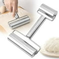 thumbnail image 1 of Pastry Pizza Roller, Smooth Non Stick Stainless Steel Rolling Pin Time-Saver Pizza Dough Roller for Home Kitchen Baking Cooking, H Shape Rolling Pins, 1 Pcs, 7.17x4.13", 1 of 5
