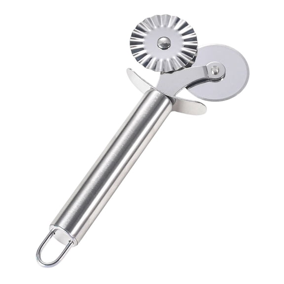 Pastry Ravioli Wheel Cutter Stainless Steel, Double Roller Pizza Slicer Wheel Cutters, Pastry Pasta Pie Crusts Cookies Crimper Cutter Tool with Wavy Edge Blade