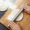 thumbnail image 1 of Pastry Roller, Dough Roller, Stainless Steel Rolling Pin for Non-Stick Dough, Easy Grip, Quick Cleaning, Home Baking, Dumpling Wrappers, 1 of 6