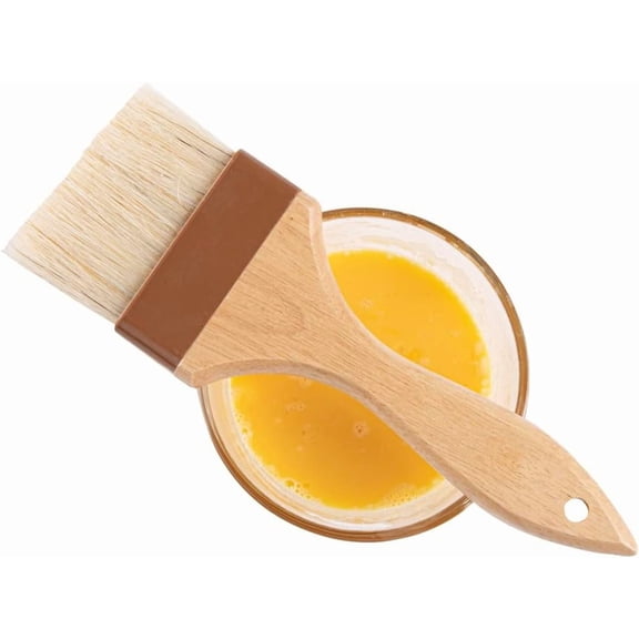 Pastry Tek 3 Inch Wide Buttering Brush 1 Boar Bristle - Hardwood Handle Built-In Hanging Hole Wood Basting Sturdy Ferrule For Glazing And