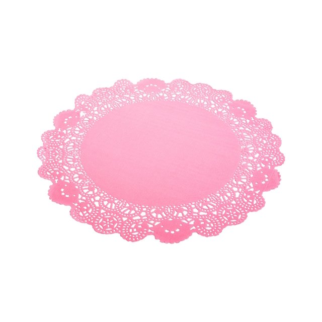 Pastry Tek Pink Paper Doilies Lace 12" x 12" 100 count box